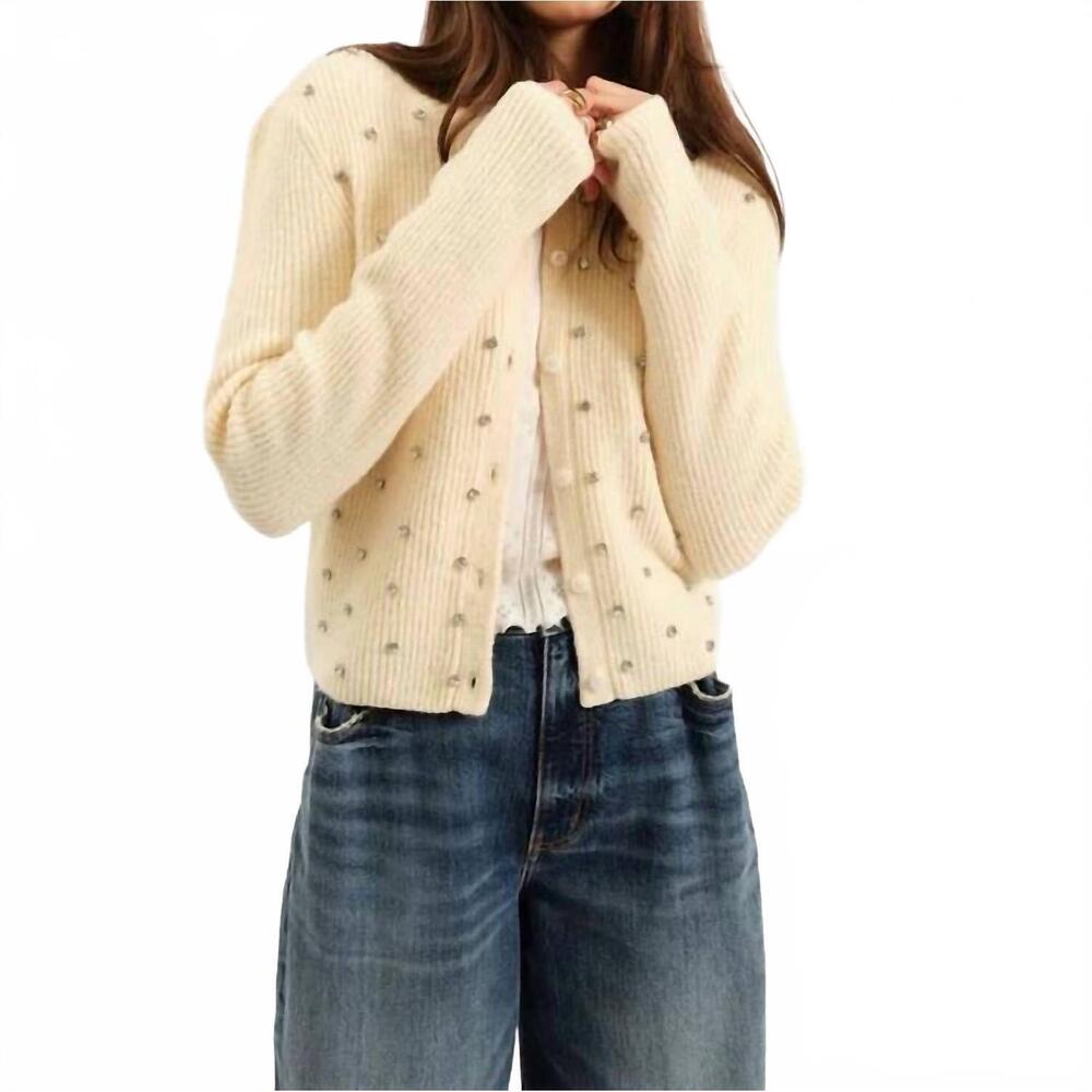 NEW DAZE muse embellished cardigan in ivory